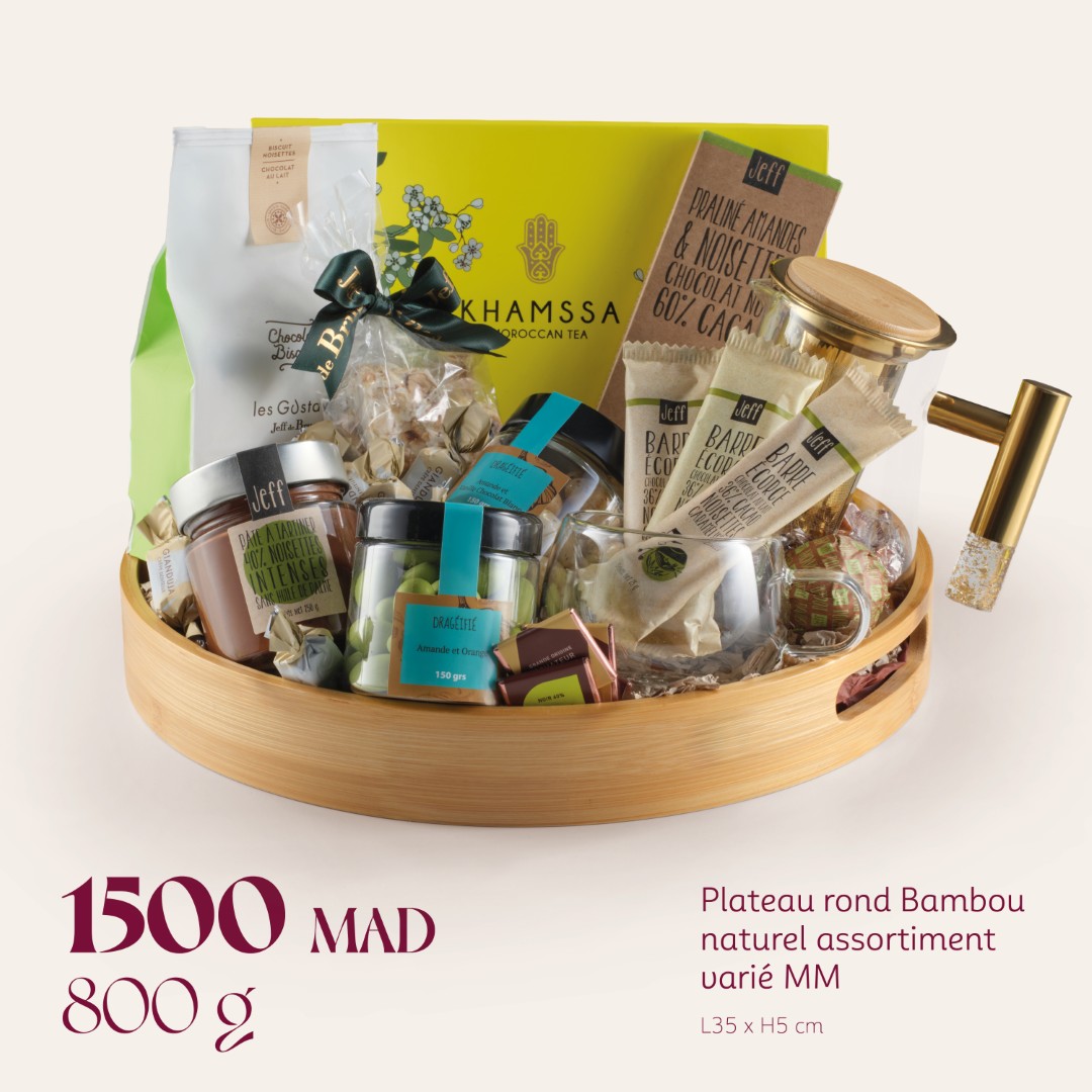 Plateau rond Bambou naturel assortiment varié